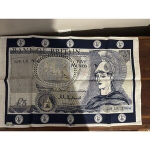 Vintage Ulster Irish Linen Tea Towel‎ Bank of Britain- NWOT